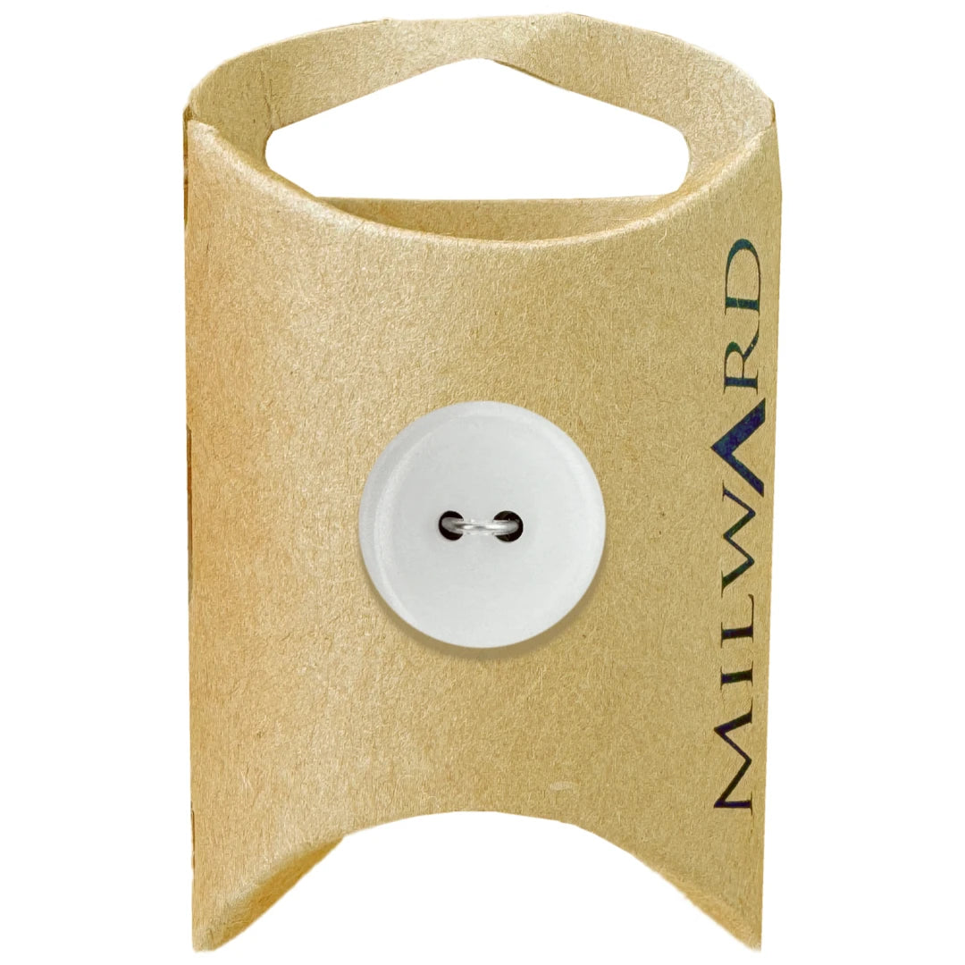 Milward Green Carded White 18mm (28L) Polyester 2-Hole Glossy Button