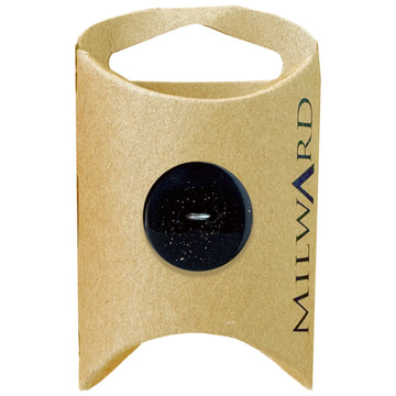 Milward Green Carded Black 20mm (32L) Polyester 2-Hole Gold Glitter Button