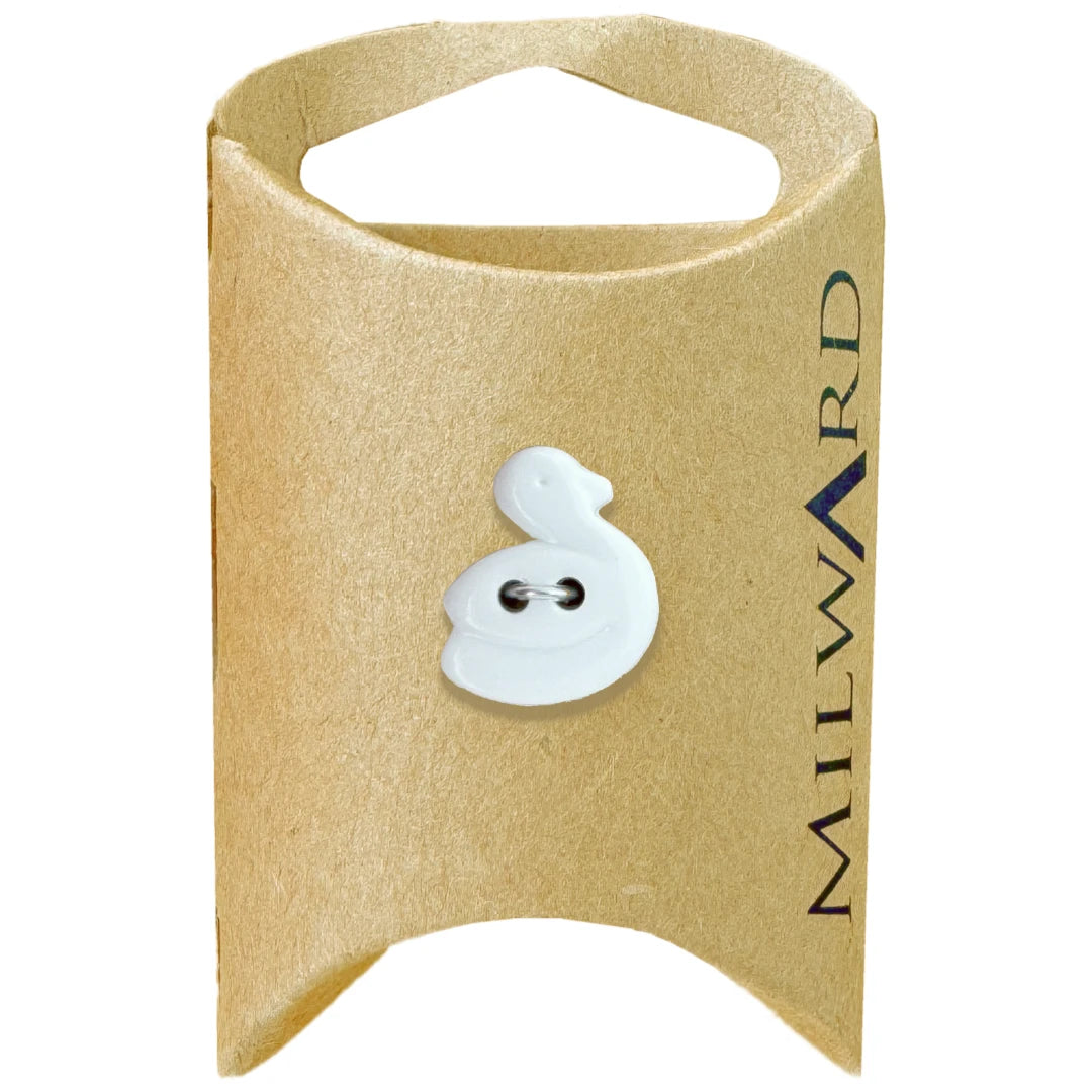Milward Green Carded White 18mm (28L) Polyester 2-Hole Duck Button
