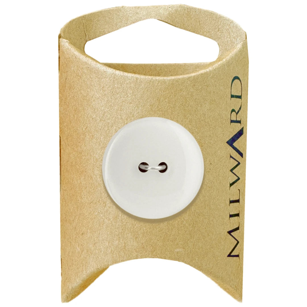 Milward Green Carded White 23mm (36L) Polyester 2-Hole Glossy Button