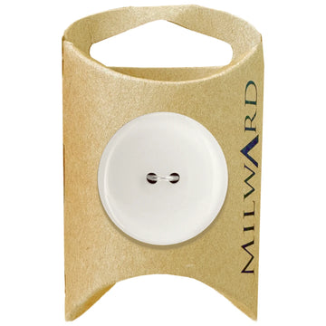 Milward Green Carded White 28mm (44L) Polyester 2-Hole Glossy Button