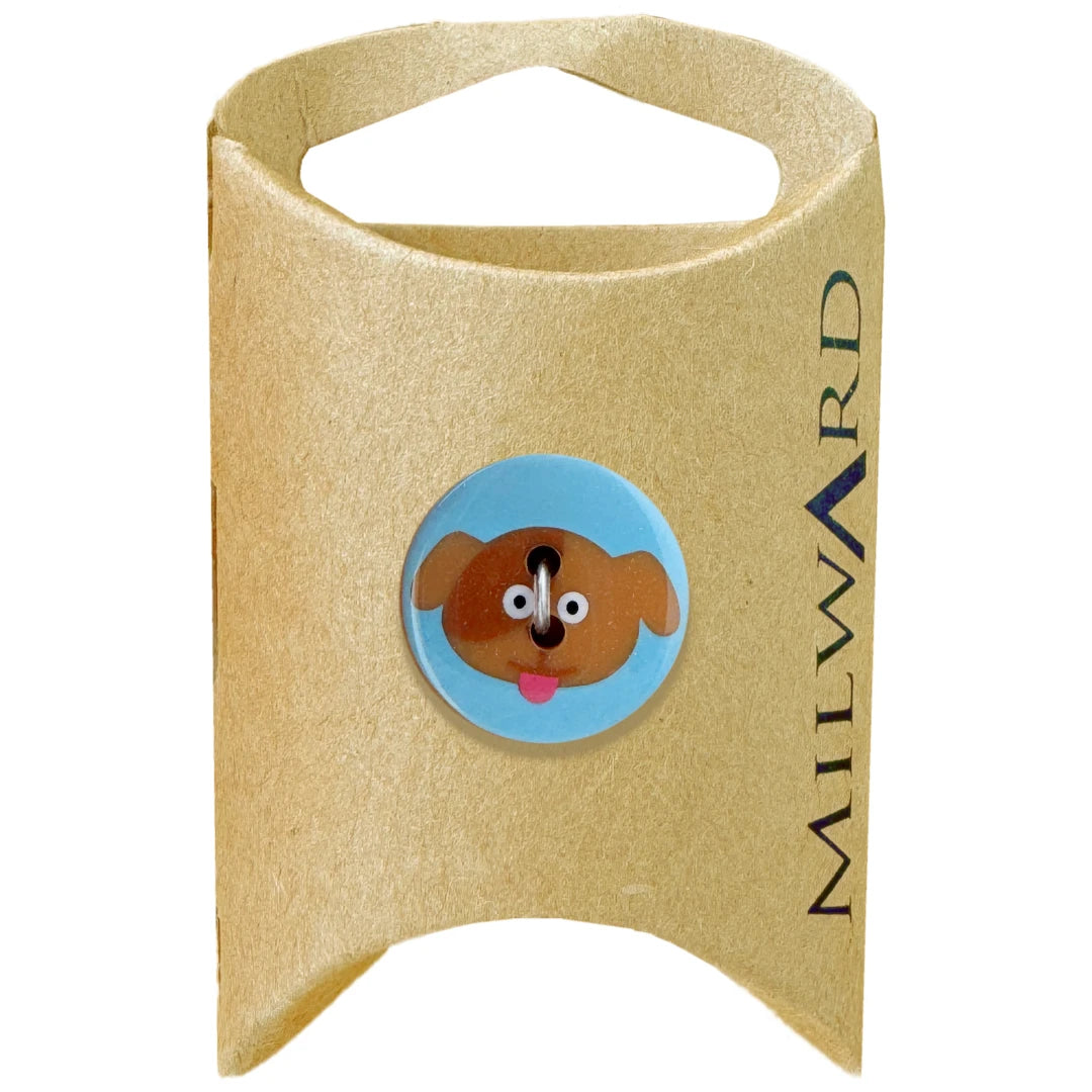 Milward Green Carded Blue 19mm (30L) Polyester 2-Hole Puppy Button