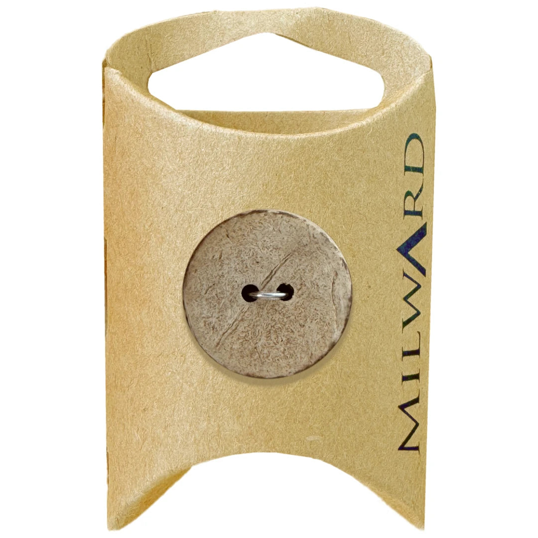 Milward Green Carded Natural 22mm (34L) Coconut 2-Hole Round Button