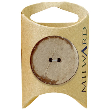 Milward Green Carded Natural 30mm (48L) Coconut 2-Hole Round Button