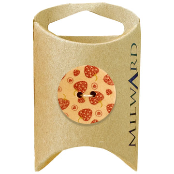 Milward Green Carded Orange 25mm (40L) Wooden 2-Hole Strawberry Button