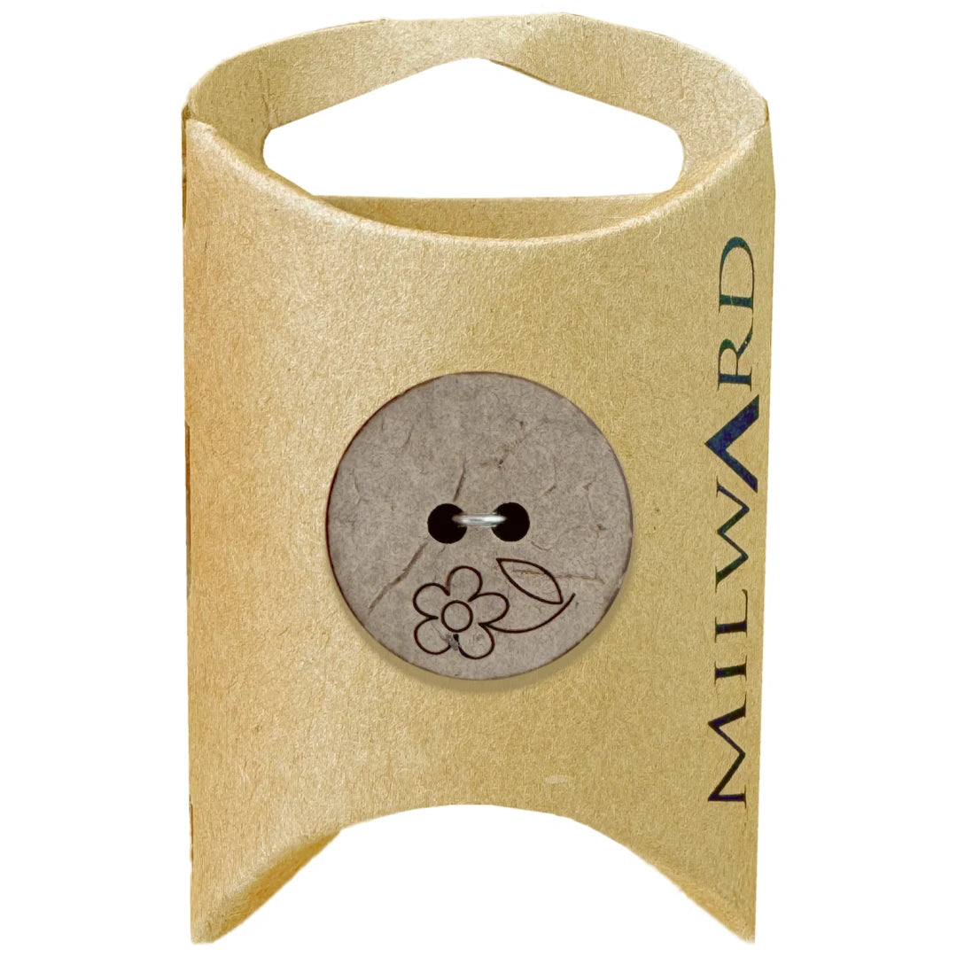 Milward Green Carded Tan 23mm (36L) Coconut 2-Hole Daisy Button