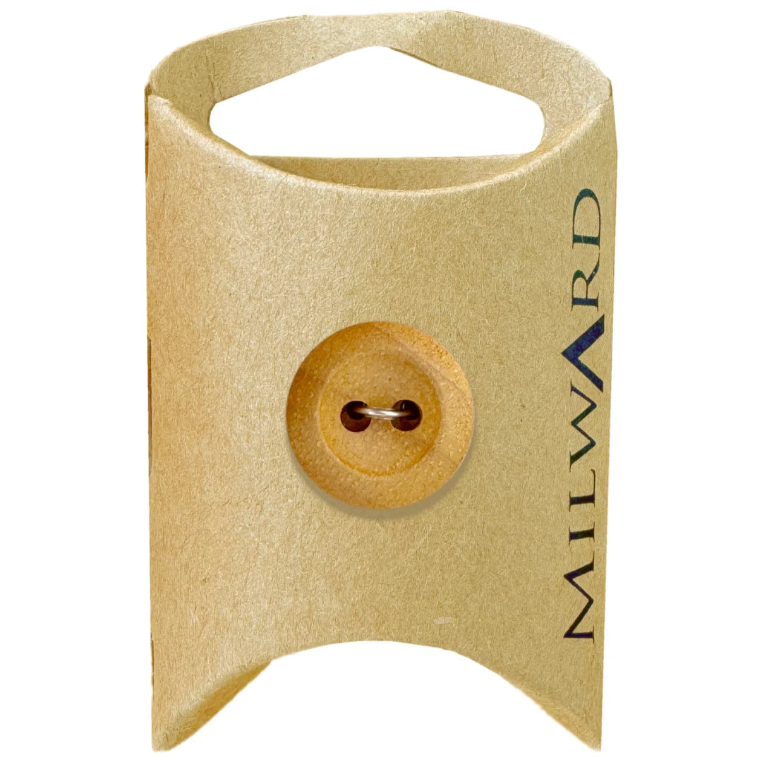 Milward Green Carded Olive 18mm (28L) Wooden 2-Hole Rimmed Button