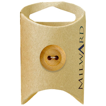 Milward Green Carded Olive 18mm (28L) Wooden 2-Hole Rimmed Button