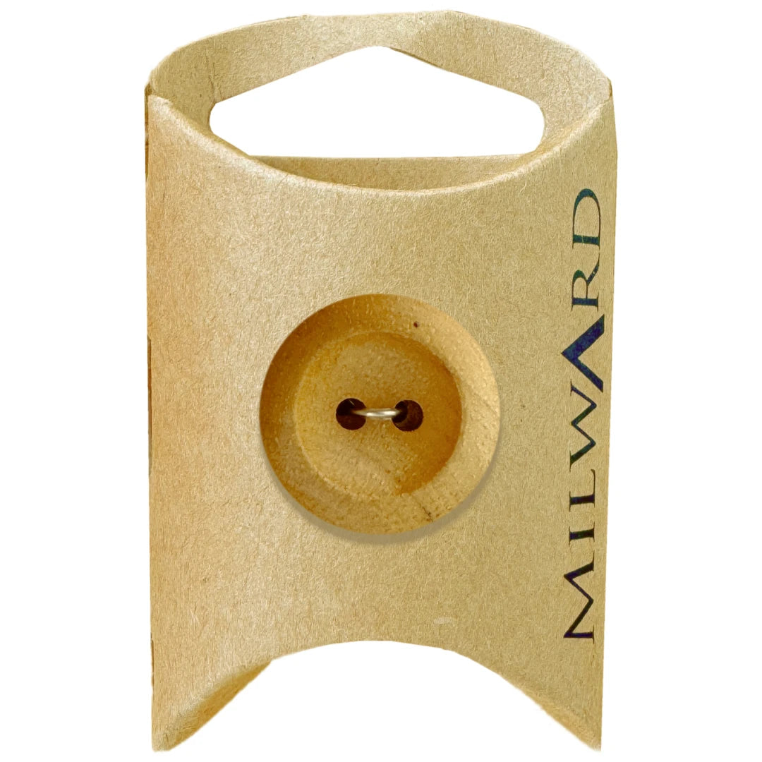 Milward Green Carded Olive 23mm (36L) Wooden 2-Hole Rimmed Button