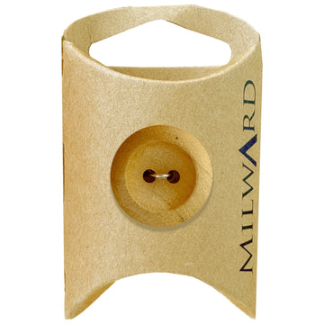 Milward Green Carded Olive 23mm (36L) Wooden 2-Hole Rimmed Button