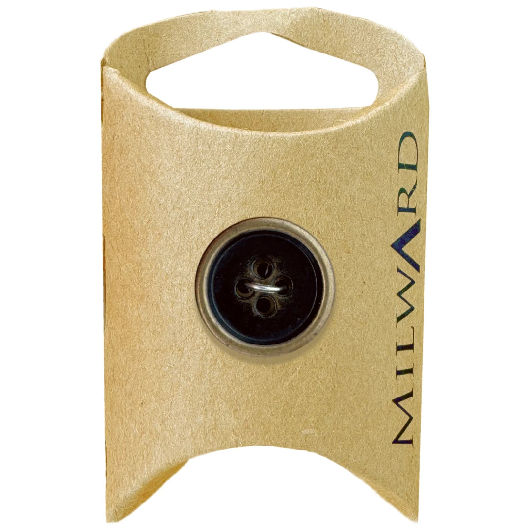 Milward Green Carded Black 20mm (32L) Zinc Alloy 4-Hole Gold Rim Button
