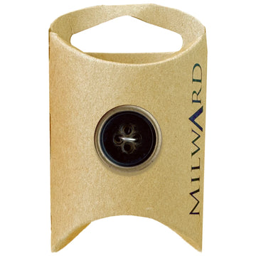 Milward Green Carded Black 20mm (32L) Zinc Alloy 4-Hole Gold Rim Button