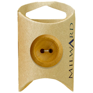 Milward Green Carded Olive 26mm (42L) Wooden 2-Hole Rimmed Button