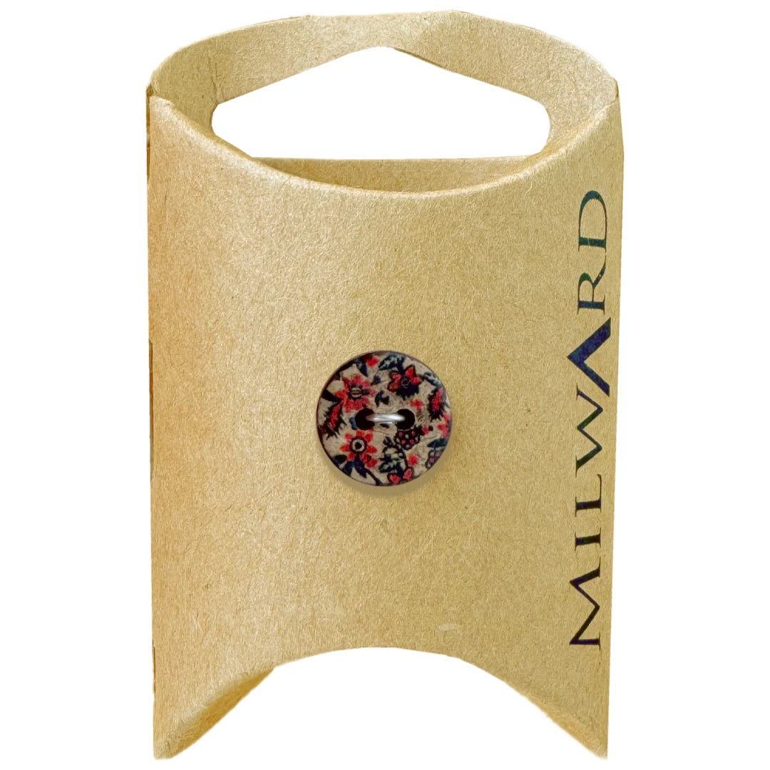 Milward Green Carded Natural 12mm (20L) Coconut 2-Hole Floral Button
