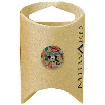 Milward Green Carded Flower 15mm (24L) Coconut 2-Hole Printed Button