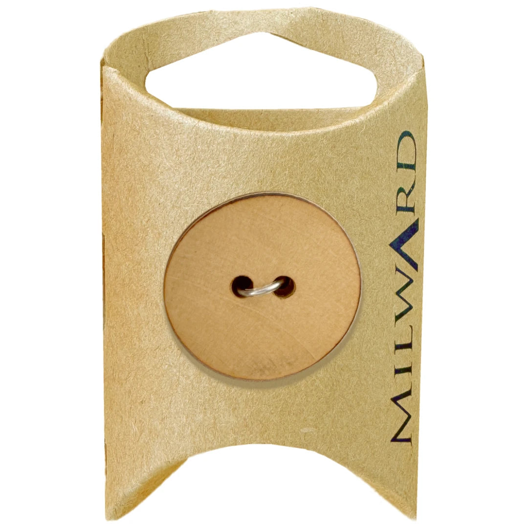 Milward Green Carded Tan 24mm (38L) Wooden 2-Hole Natural Button
