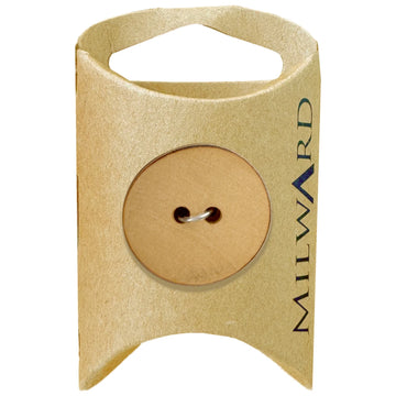 Milward Green Carded Tan 24mm (38L) Wooden 2-Hole Natural Button