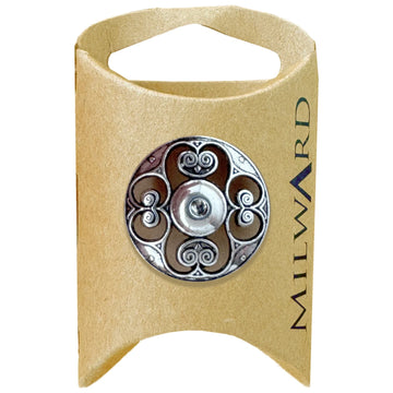 Milward Green Carded Antique Silver 23mm (36L) Metal Shank Filigree Button