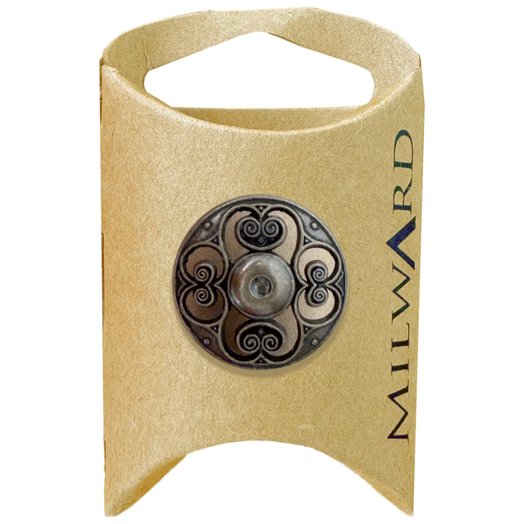 Milward Green Carded Bronze 23mm (36L) Metal Shank Filigree Button