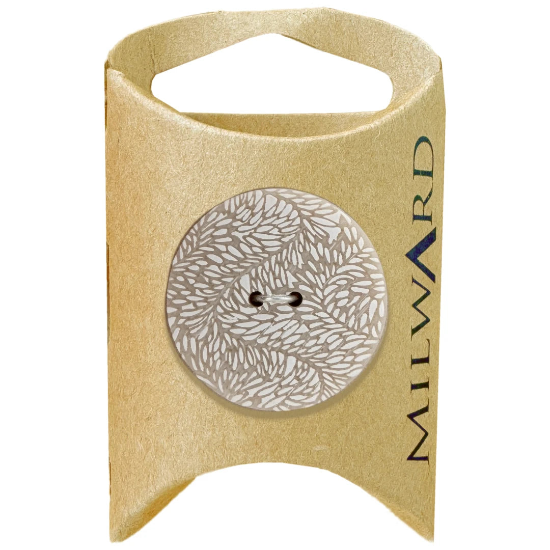 Milward Green Carded Offwhite/Beige 28mm (44L) Polyester 2-Hole Whimsy Button