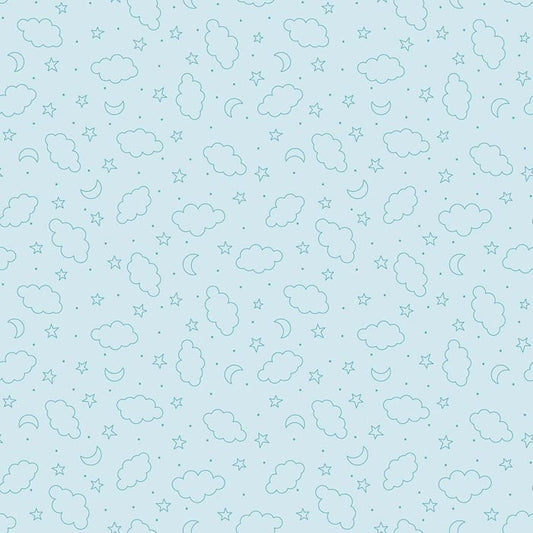 60" Minky Extra Wide Dreamtime Clouds Aqua