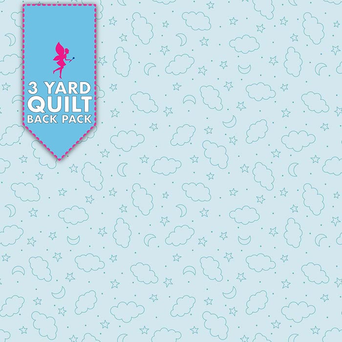 60" Minky Extra Wide Dreamtime Clouds Aqua 3 Yard Quilt Back Pack