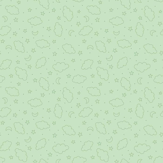 60" Minky Extra Wide Dreamtime Clouds Green