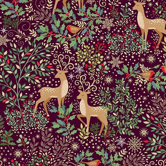 Enchanted Red Dasher and Dancer Fabric Yardage