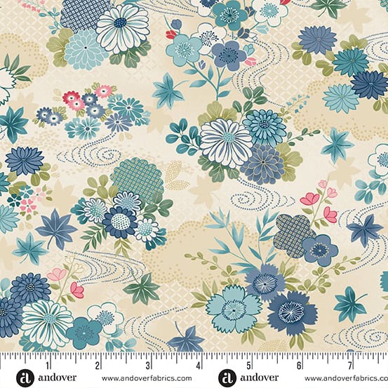 Kasumi Cream Harmony Metallic Fabric Yardage Product Photo