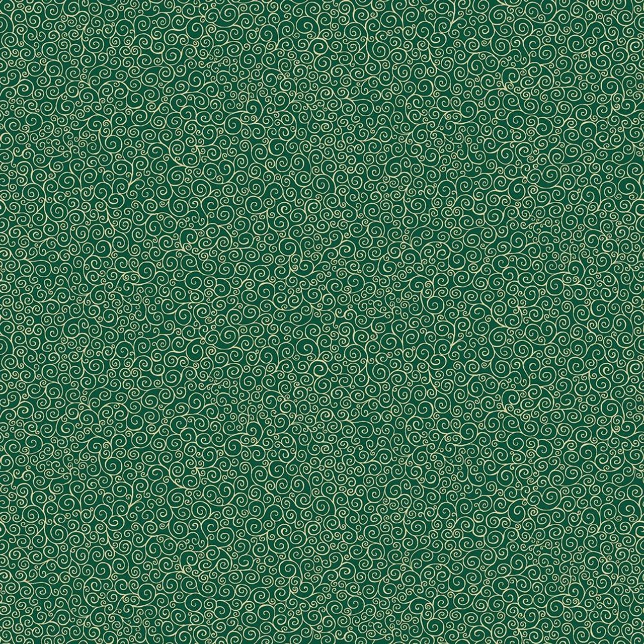 Good Tidings Green Scroll Fabric Yardage