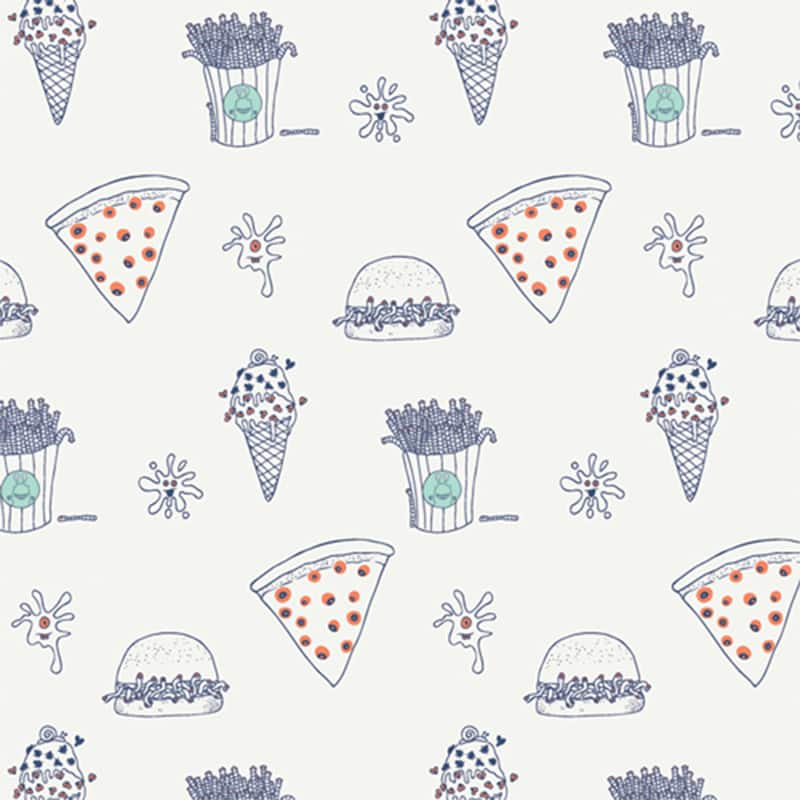 MonsterVille Monsterous Munchies White Fabric Yardage