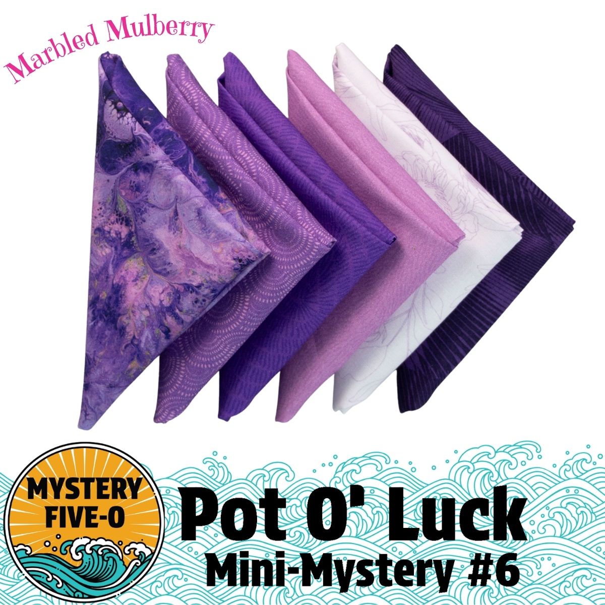 Mystery Five-0 Marbled Mulberry Pot O Luck fat quarter bundle