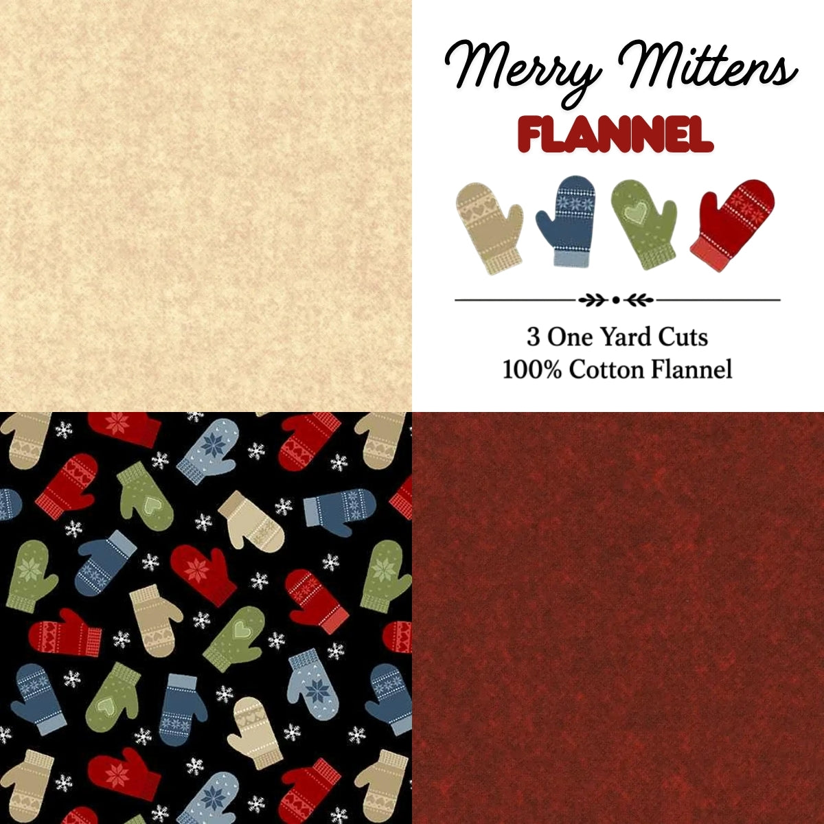 Merry Mittens Flannel 3 Yard Bundle
