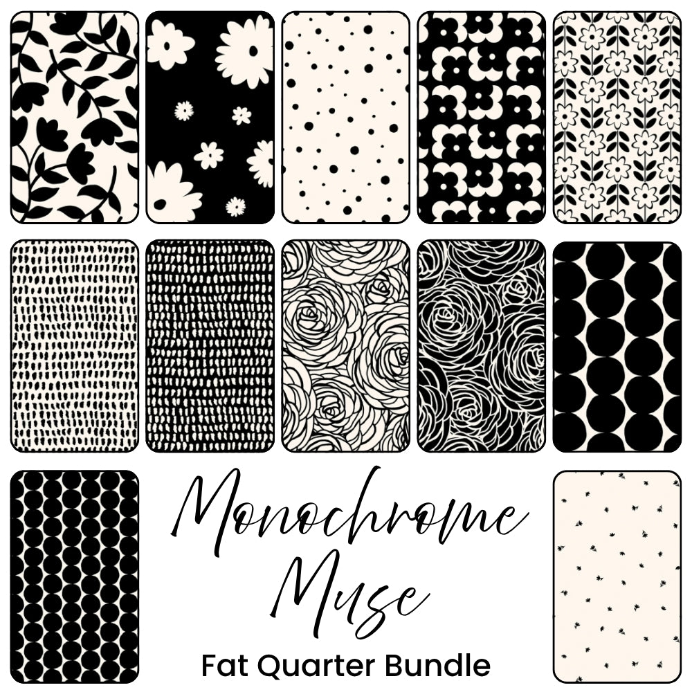 Monochrome Muse fat quarter bundle neutral quilting fabric collection
