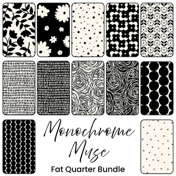 Monochrome Muse fat quarter bundle neutral quilting fabric collection