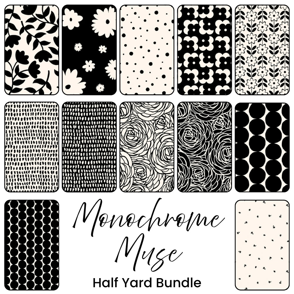 Monochrome Muse half yard bundle neutral quilting fabric collection