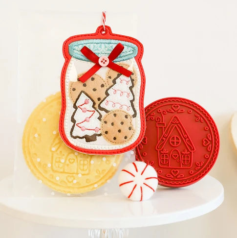 Kimberbell Mrs Claus Bakery embroidery technique step three finished holiday project