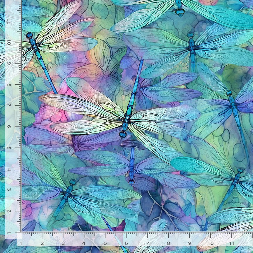 Dragonfly Illusion Dream Packed Dragonflies Fabric Yardage