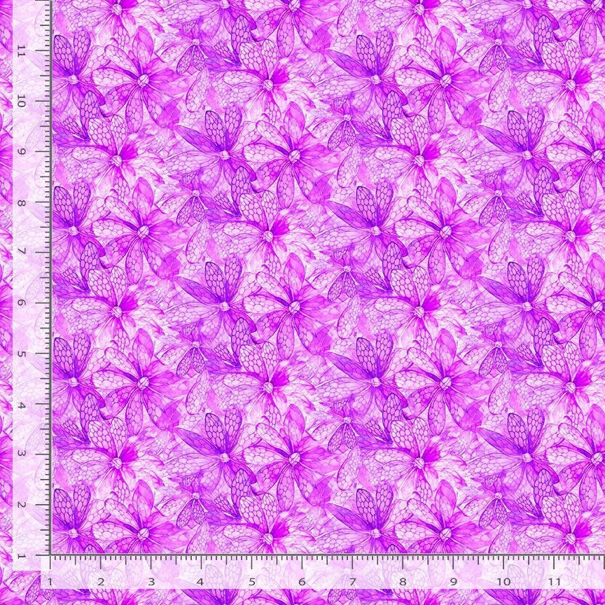 Dragonfly Illusion Purple Floral Texture Fabric Yardage