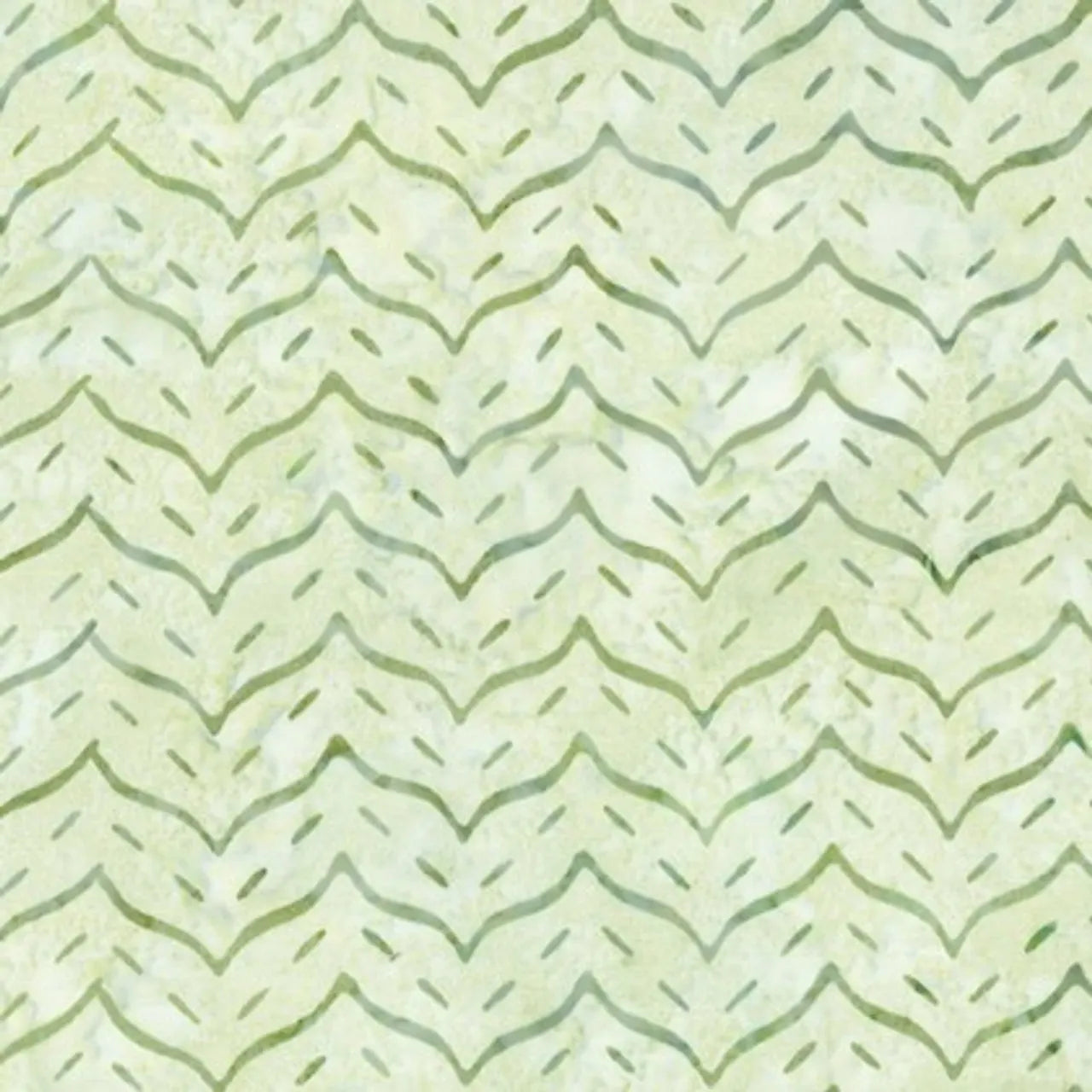 A seamless pattern of wavy zigzag lines and small dashes in light green on a pale sage background creates a textured, organic look—perfect for Chevron Wave Sage Fabric Yardage.