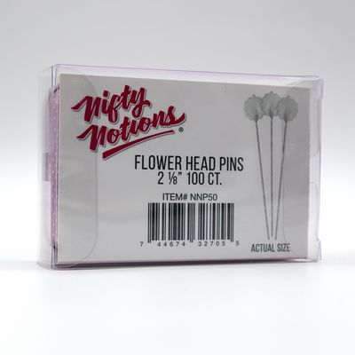 Nifty Notions White Flower Pins 100ct