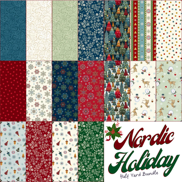 Nordic Holiday Village Half Yard Bundle - coordinating quilt fabric bundle