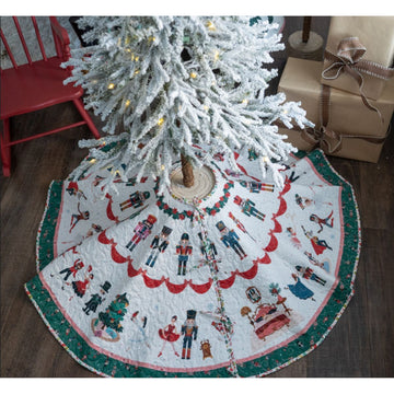 Nutcracker Tradition Tree Skirt Kit displayed under a Christmas tree