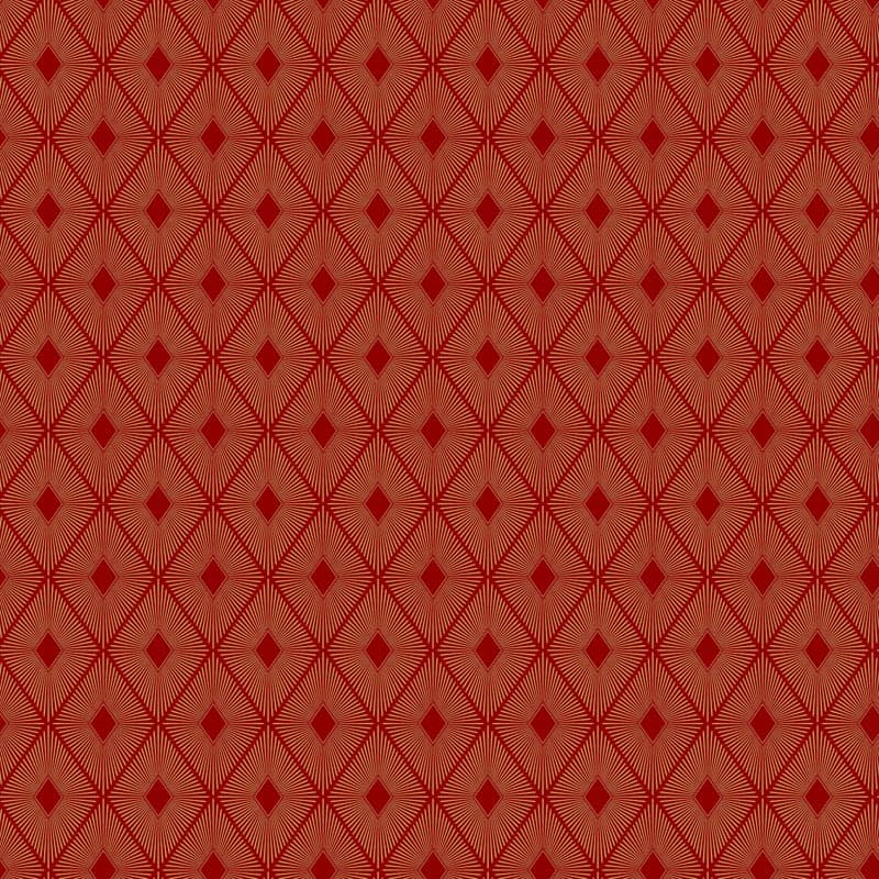 Shimmer Sparkle Gold Metallic Diamonds on Red Fabric Yardage