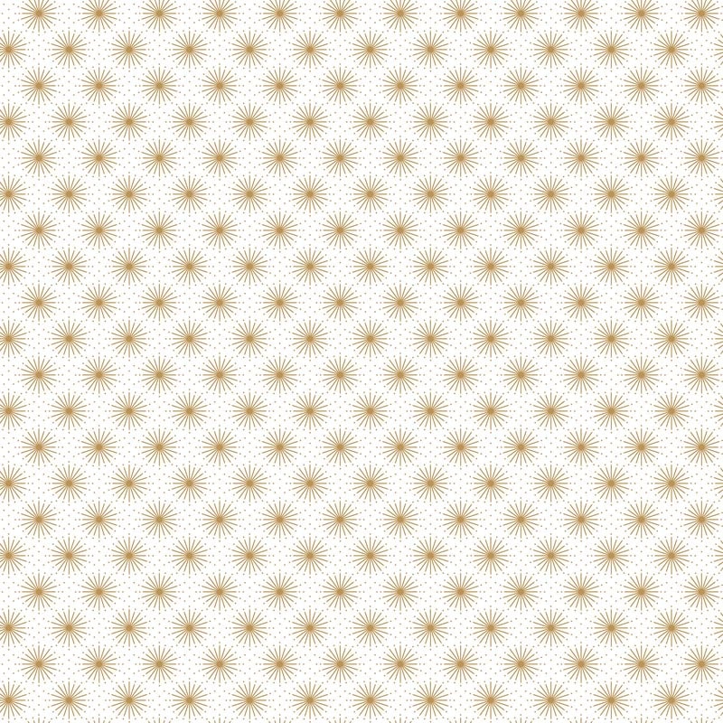 Shimmer Sparkle Gold Metallic Starburst White Fabric Yardage