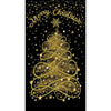 Merry Christmas Black and Gold Metallic Panel - quilt fabric panel for quilting projects