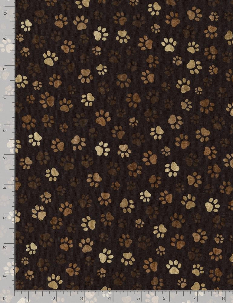 Pawsitively Chic Mud Paw Print Fabric Yardage - quilt fabric for sewing and quilting projects