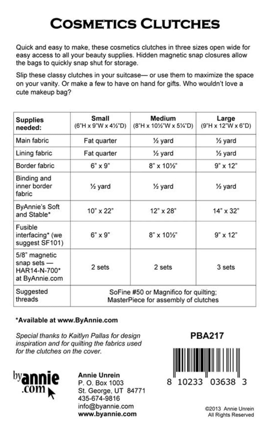 Cosmetic Clutches Pattern