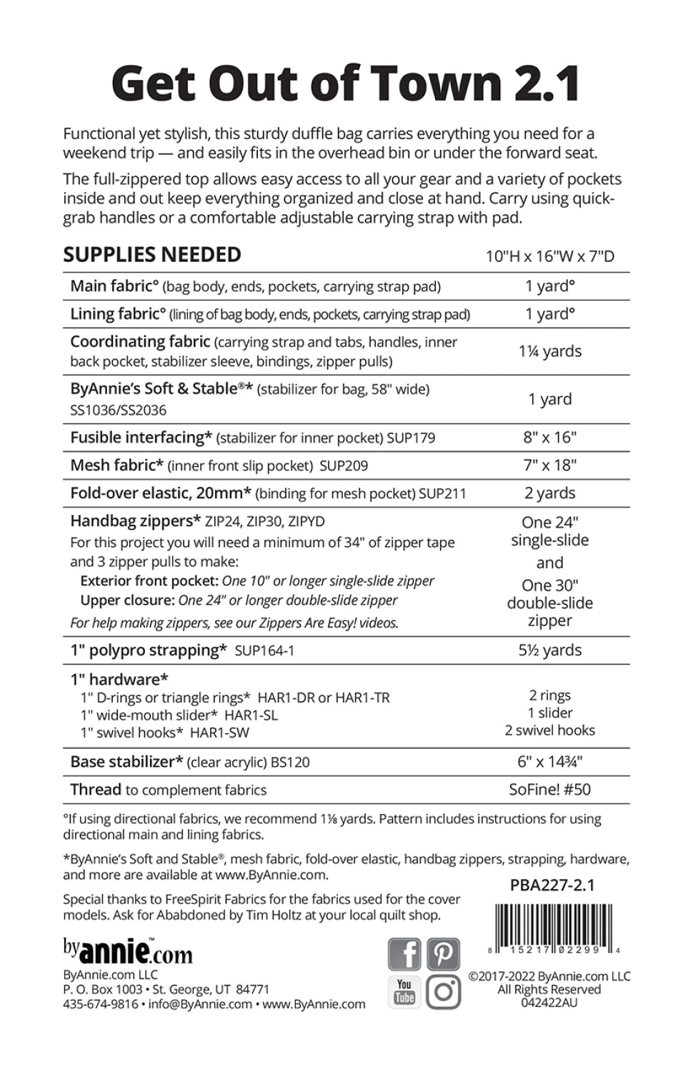 Get Out of Town Duffle 2.1 Pattern