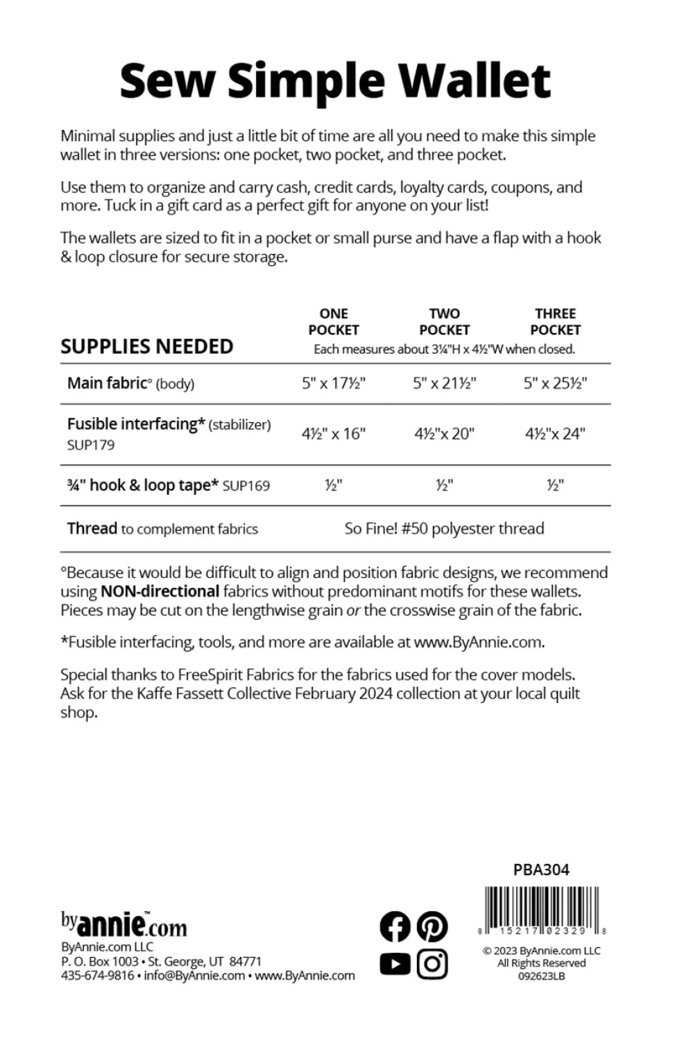 Sew Simple Wallet Pattern